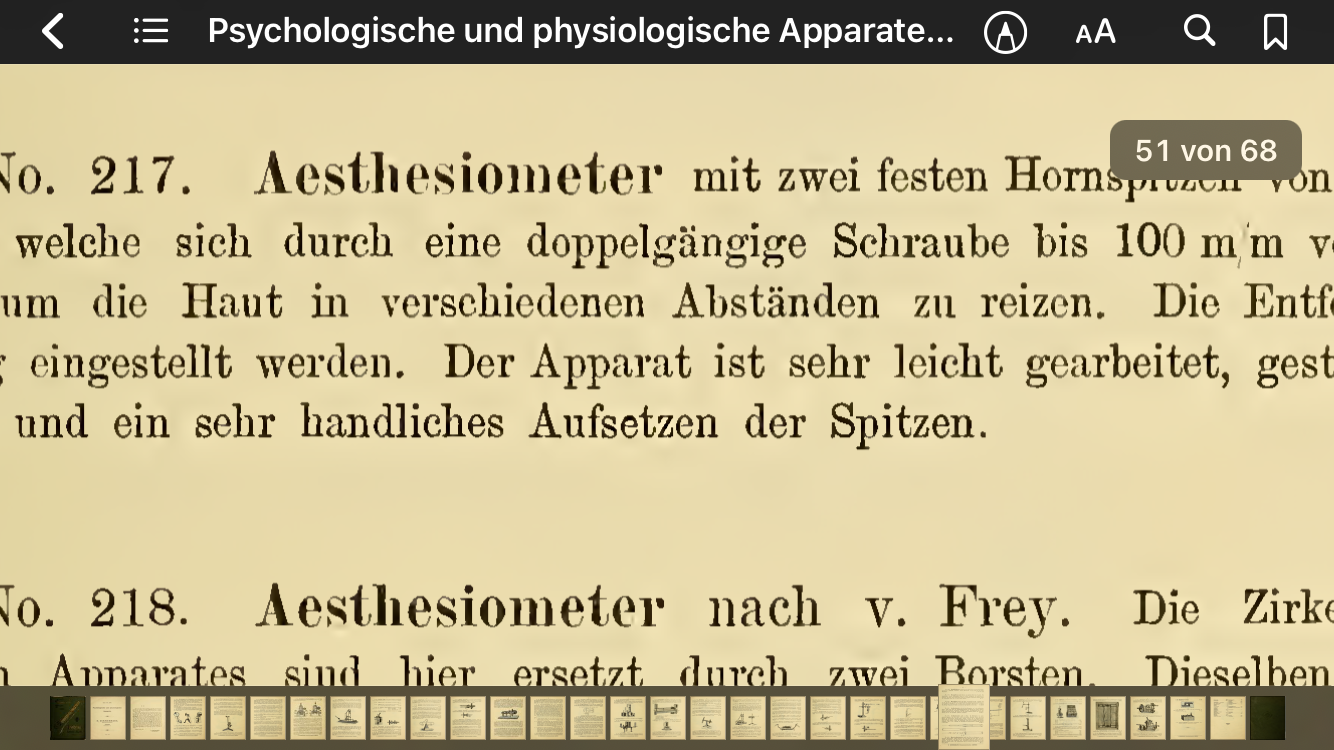 Ästhesiometer. Aus dem Katalog: E. Zimmermann Wissenschaftliche Apparate. Psychologische und Physiologische Apparate, 1897, No. 217